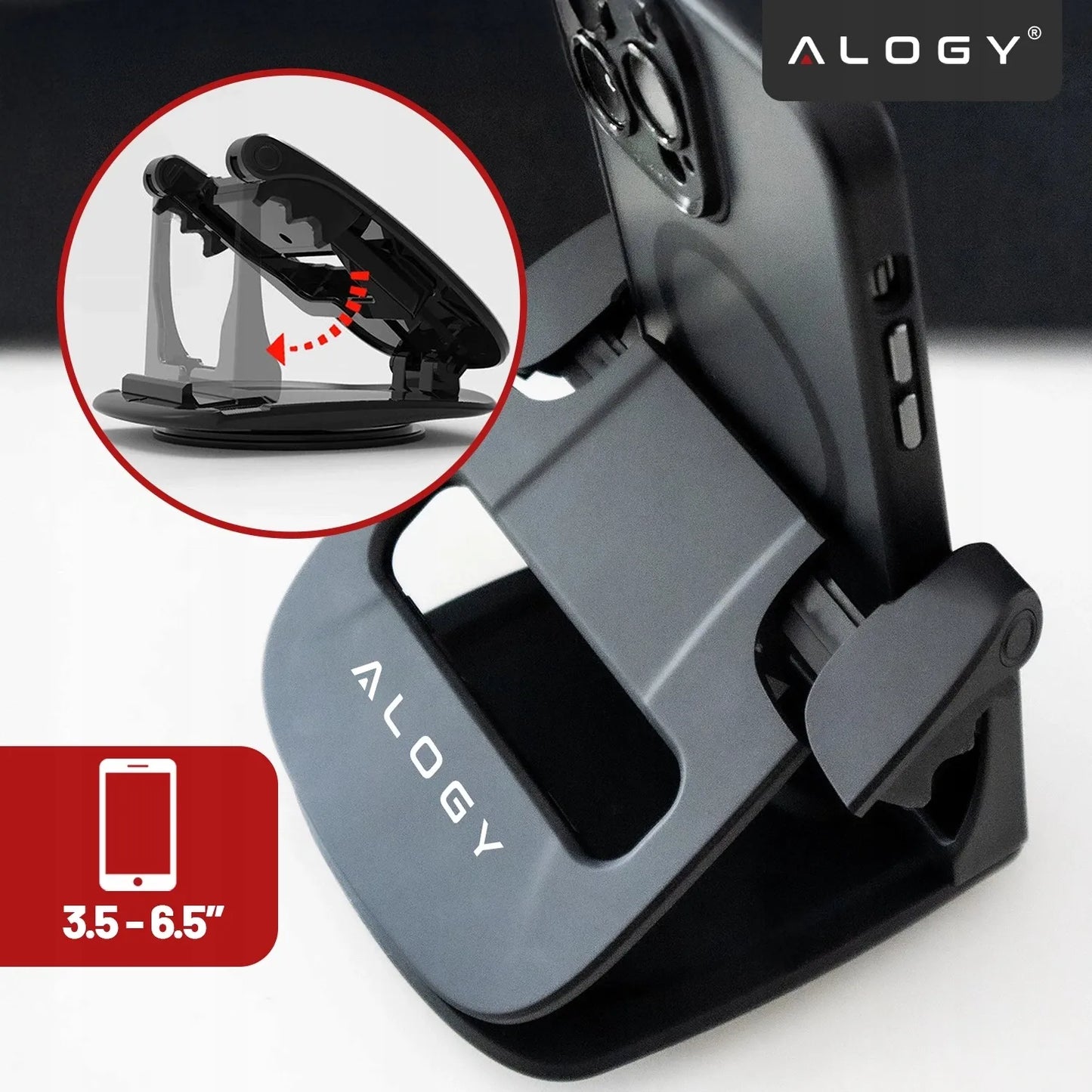 Automobilinis telefono laikiklis Alogy DriveMount™ - ant prietaisų skydelio, sukamasis 360°