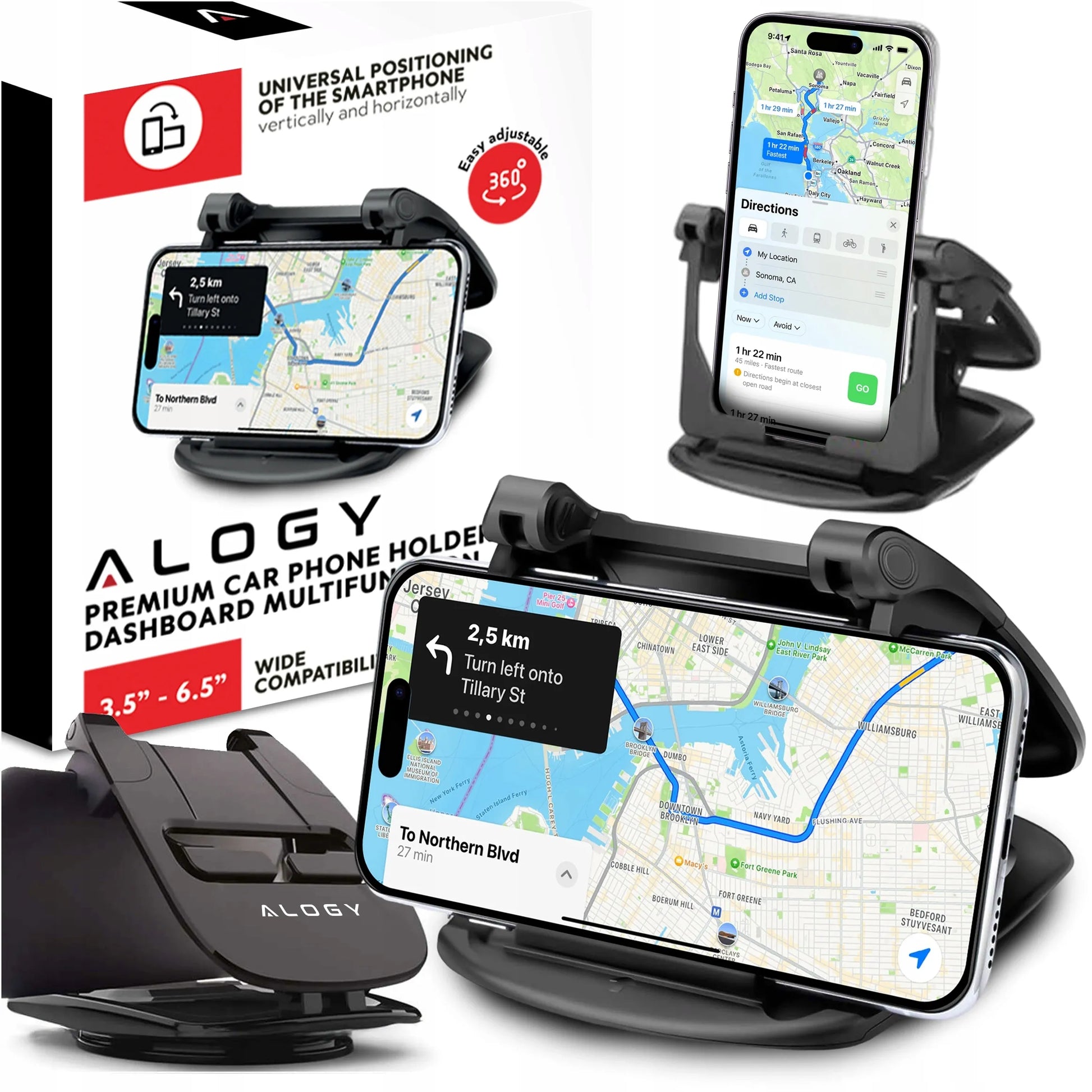 Automobilinis telefono laikiklis Alogy DriveMount™ - ant prietaisų skydelio, sukamasis 360°