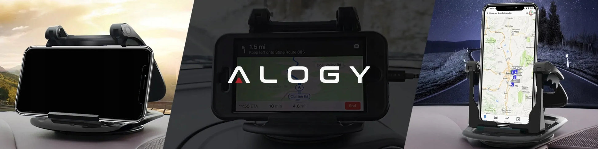 Automobilinis telefono laikiklis Alogy DriveMount™ - ant prietaisų skydelio, sukamasis 360°