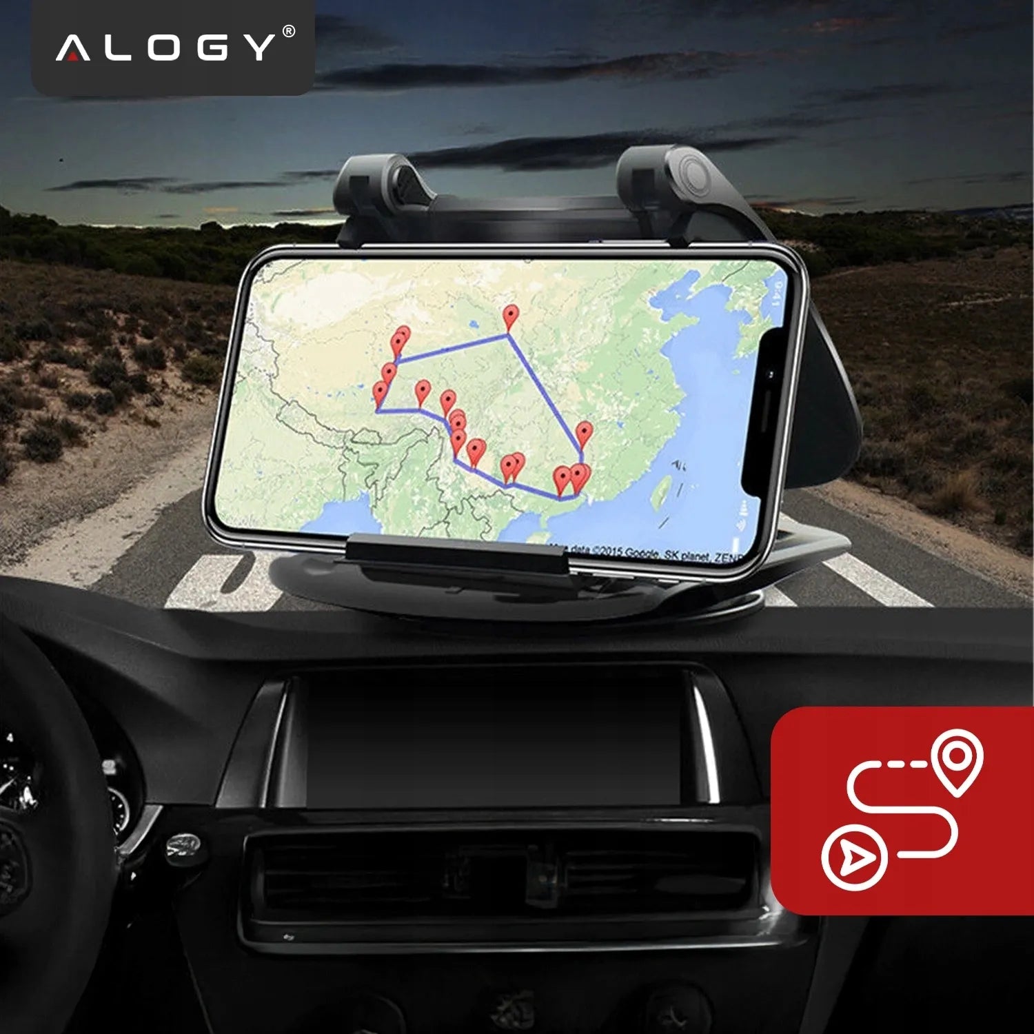 Automobilinis telefono laikiklis Alogy DriveMount™ - ant prietaisų skydelio, sukamasis 360°