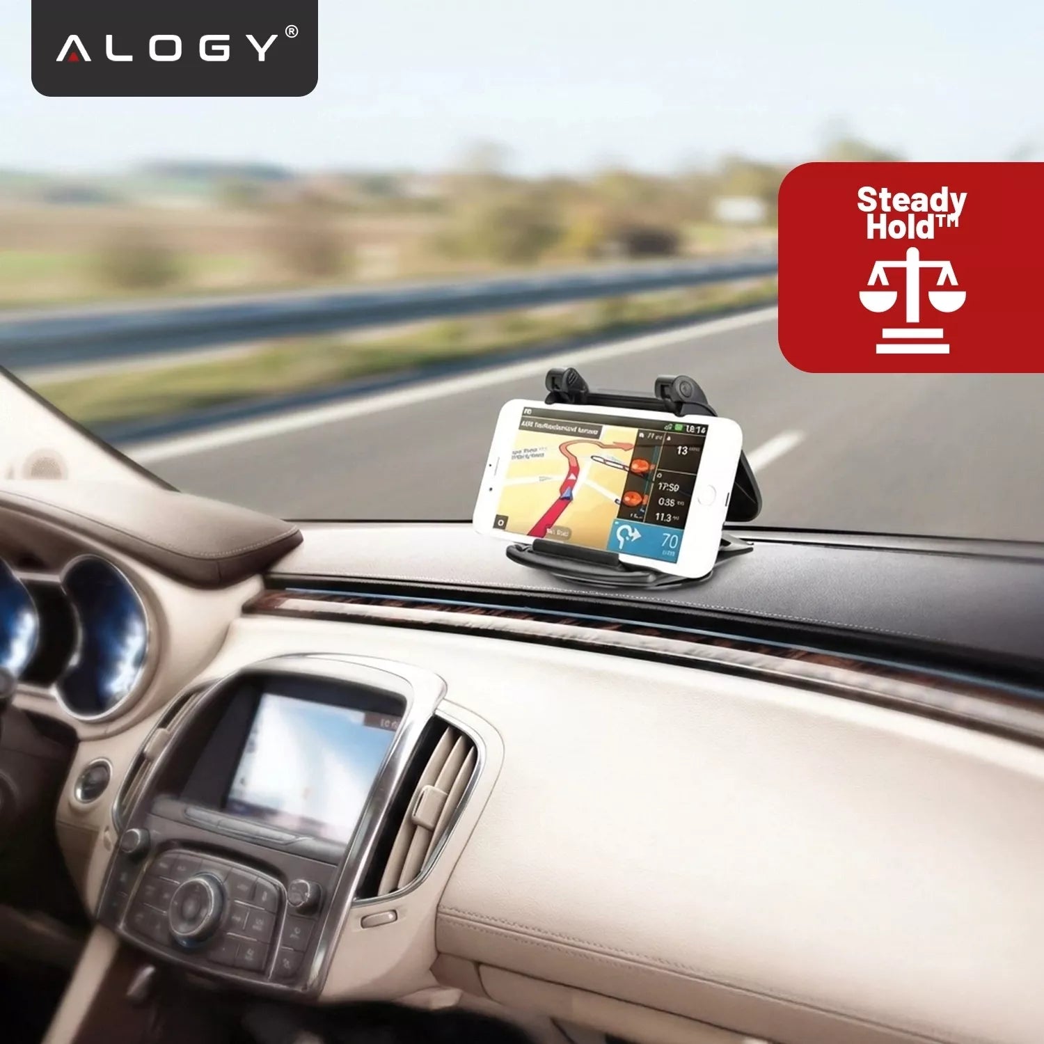 Automobilinis telefono laikiklis, tvirtinamas prie prietaisų skydelio, pasukamas 360° kampu