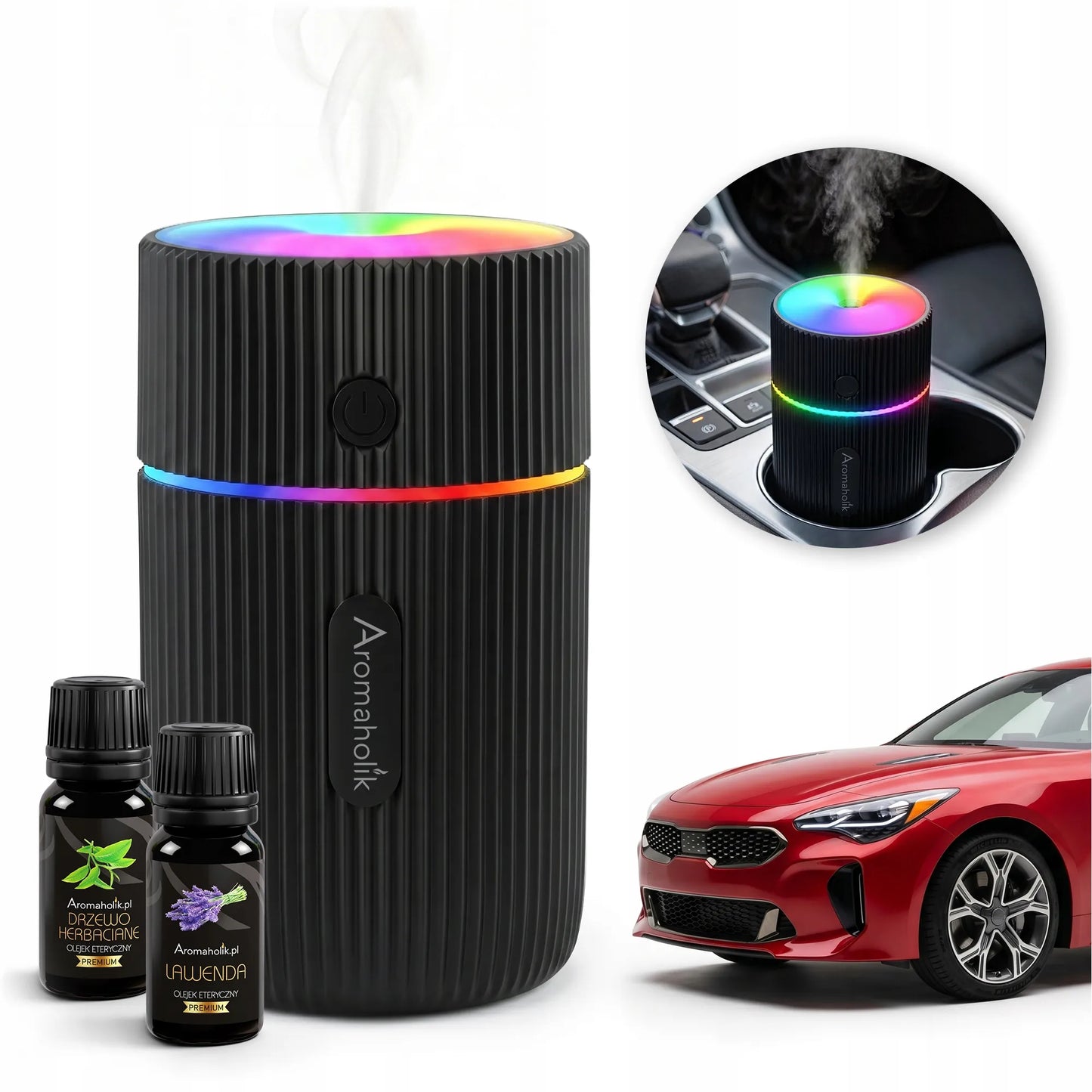 Automobilinis USB drėkintuvas Aromaterapinis difuzorius automobiliui LED RGB