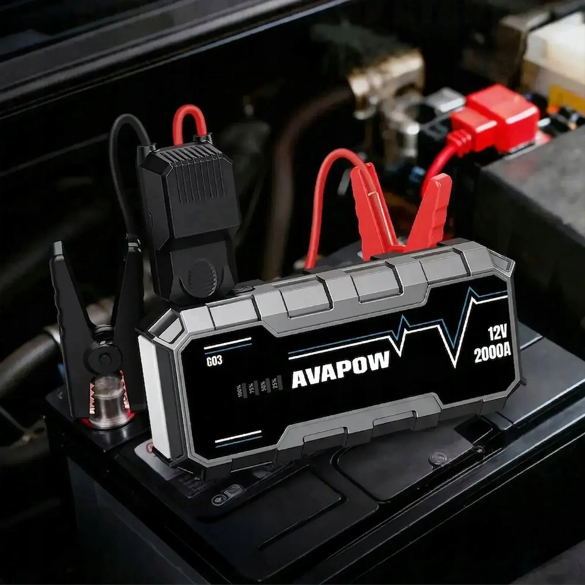 Automobilinis užvedimo įrenginys AVAPOW G03, 2000 A, 12 000 mAh, 12 V, užvedimo starteris