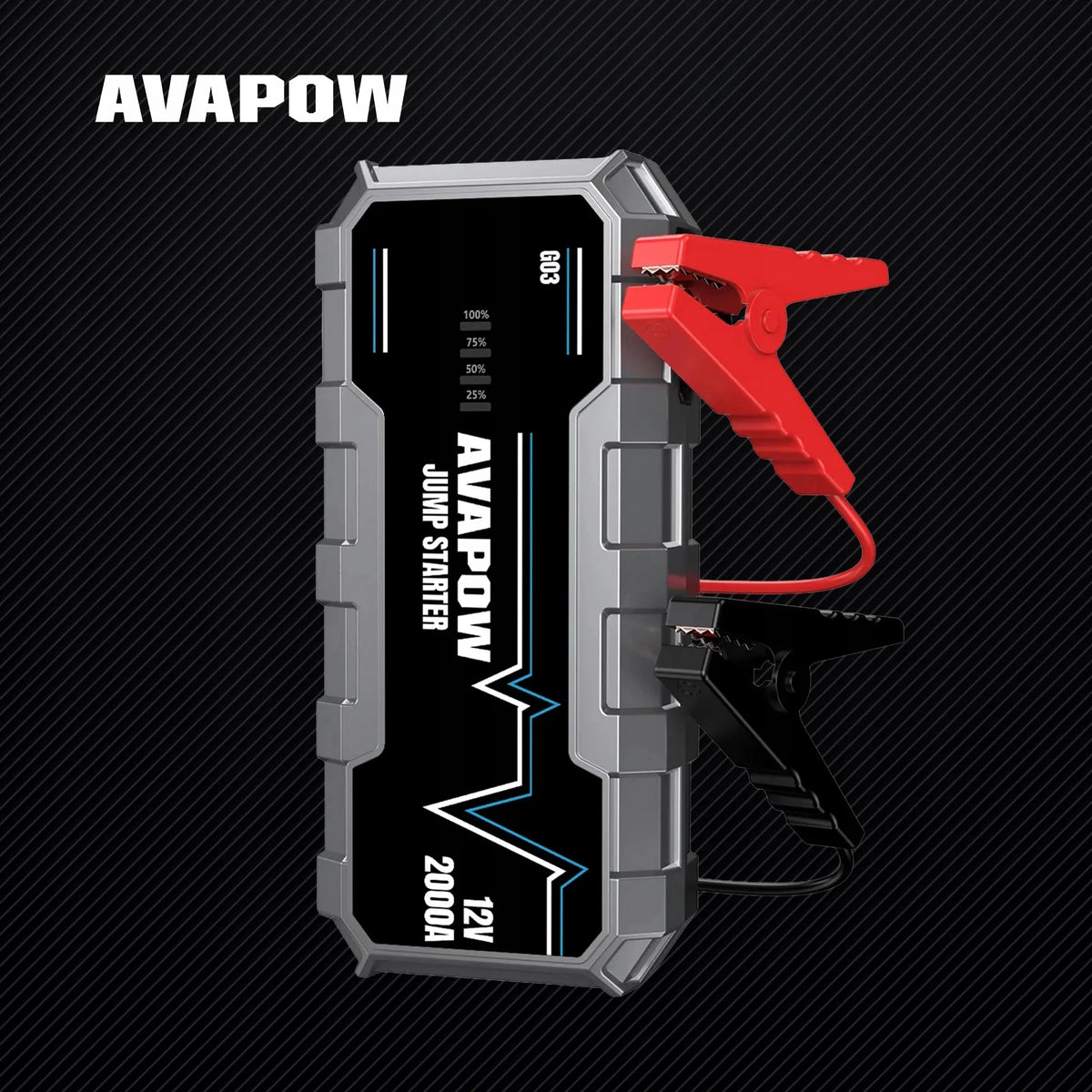 Automobilinis užvedimo įrenginys AVAPOW G03, 2000 A, 12 000 mAh, 12 V, užvedimo starteris