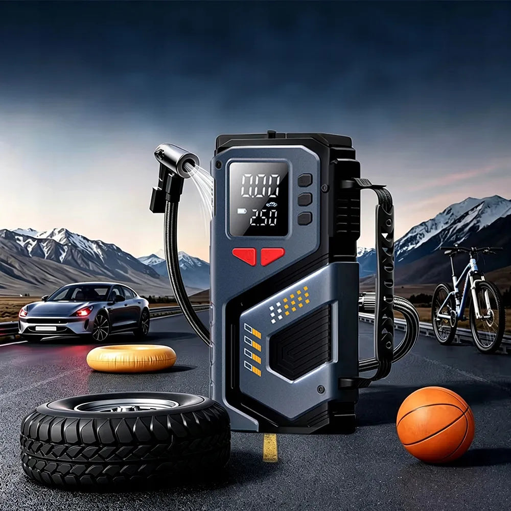 Automobilinis užvedimo įrenginys Booster Jump Starter 8000mAh Powerbank Kompresorius LED