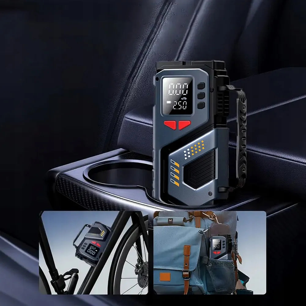 Automobilinis užvedimo įrenginys Booster Jump Starter 8000mAh Powerbank Kompresorius LED