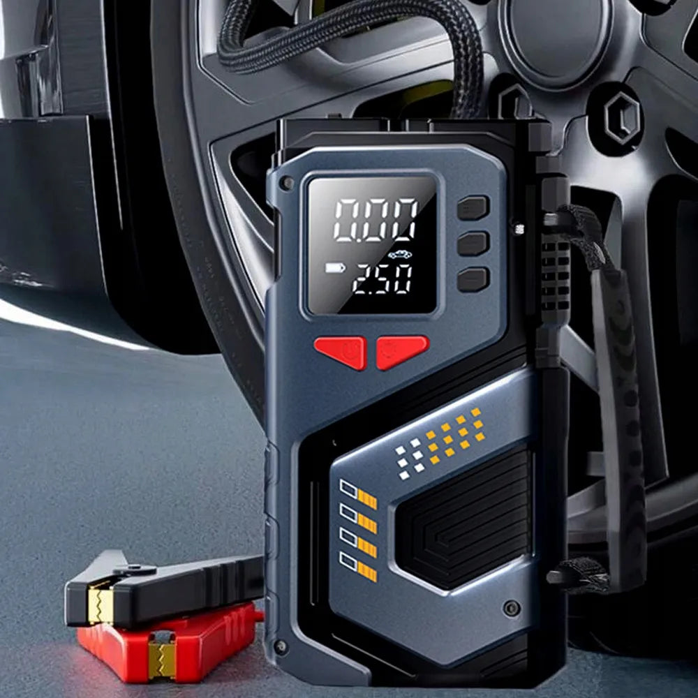 Automobilinis užvedimo įrenginys Booster Jump Starter 8000mAh Powerbank Kompresorius LED
