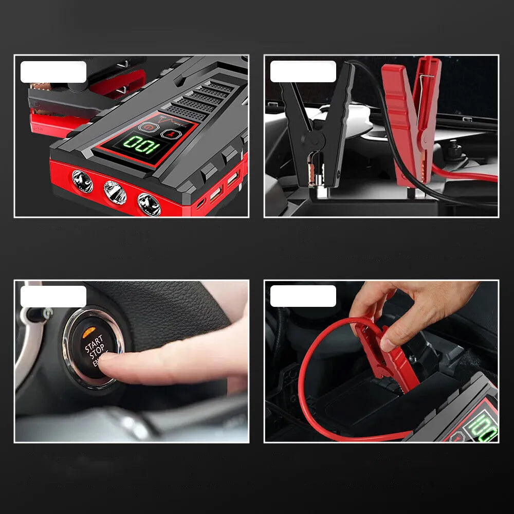 Automobilinis užvedimo įrenginys Jump Starter 12V LCD ekranas 99800mAh