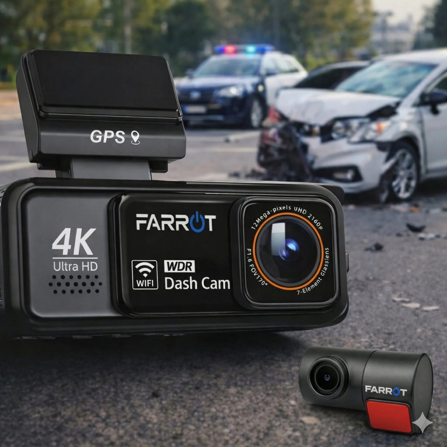 Automobilinis vaizdo registratorius 4K GPS Wi-Fi kamera priekyje ir gale ADAS G-jutiklis