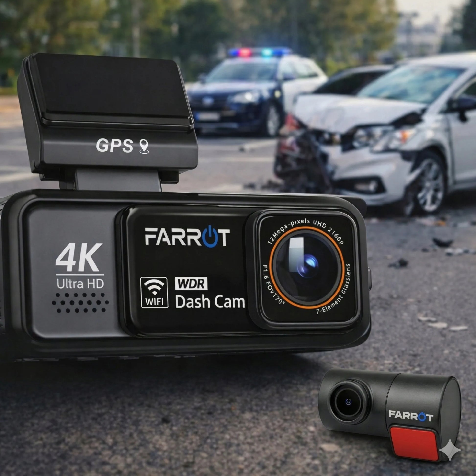 Automobilinis vaizdo registratorius 4K GPS Wi-Fi kamera priekyje ir gale ADAS G-jutiklis