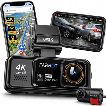 Automobilinis vaizdo registratorius 4K GPS Wi-Fi kamera priekyje ir gale ADAS G-jutiklis
