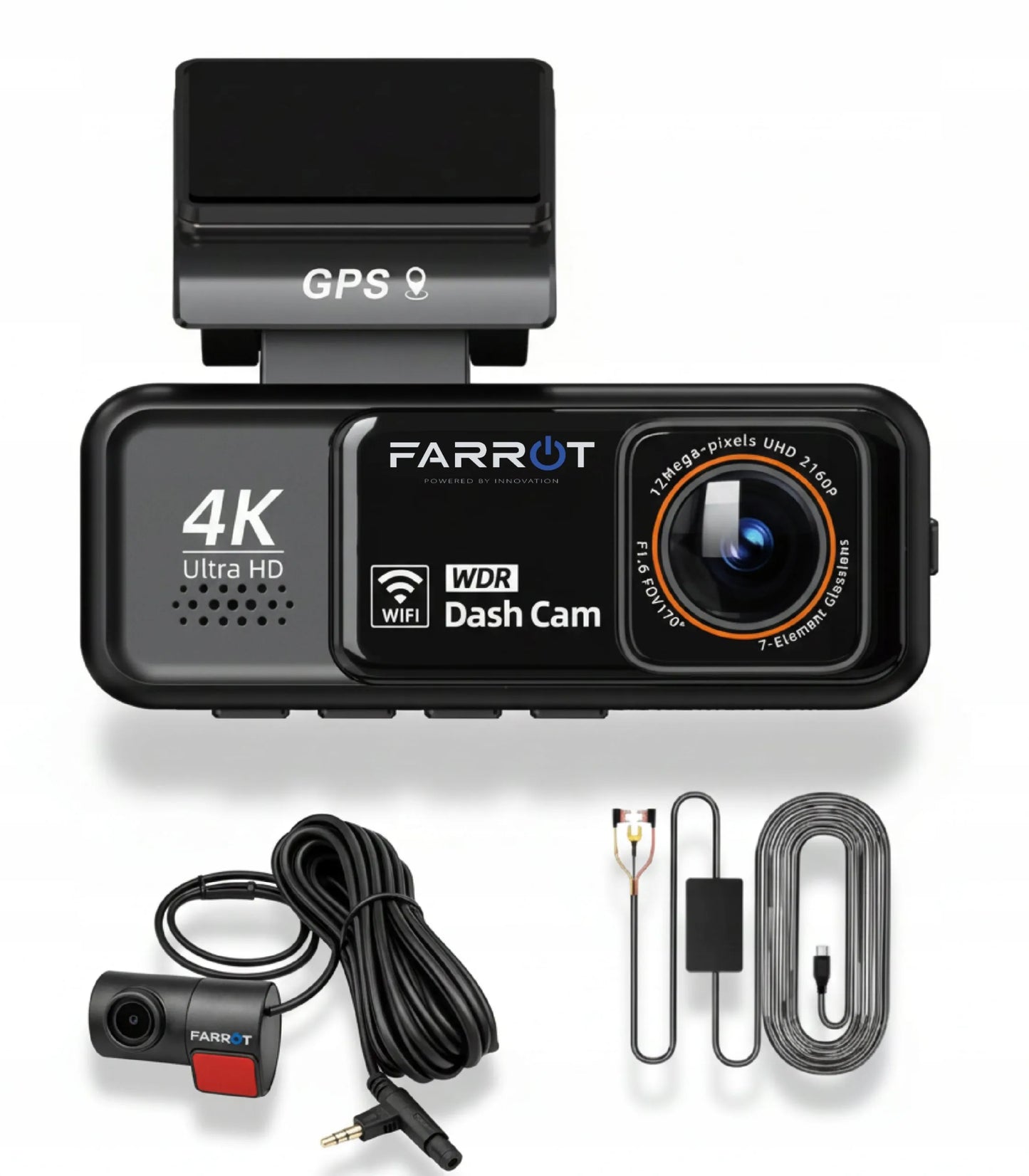 Automobilinis vaizdo registratorius 4K GPS Wi-Fi kamera priekyje ir gale ADAS G-jutiklis