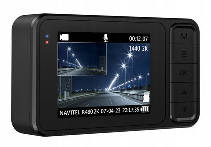 Automobilinis vaizdo registratorius NAVITEL R480 2K DUAL, magnetinis laikiklis, SONY jutiklis