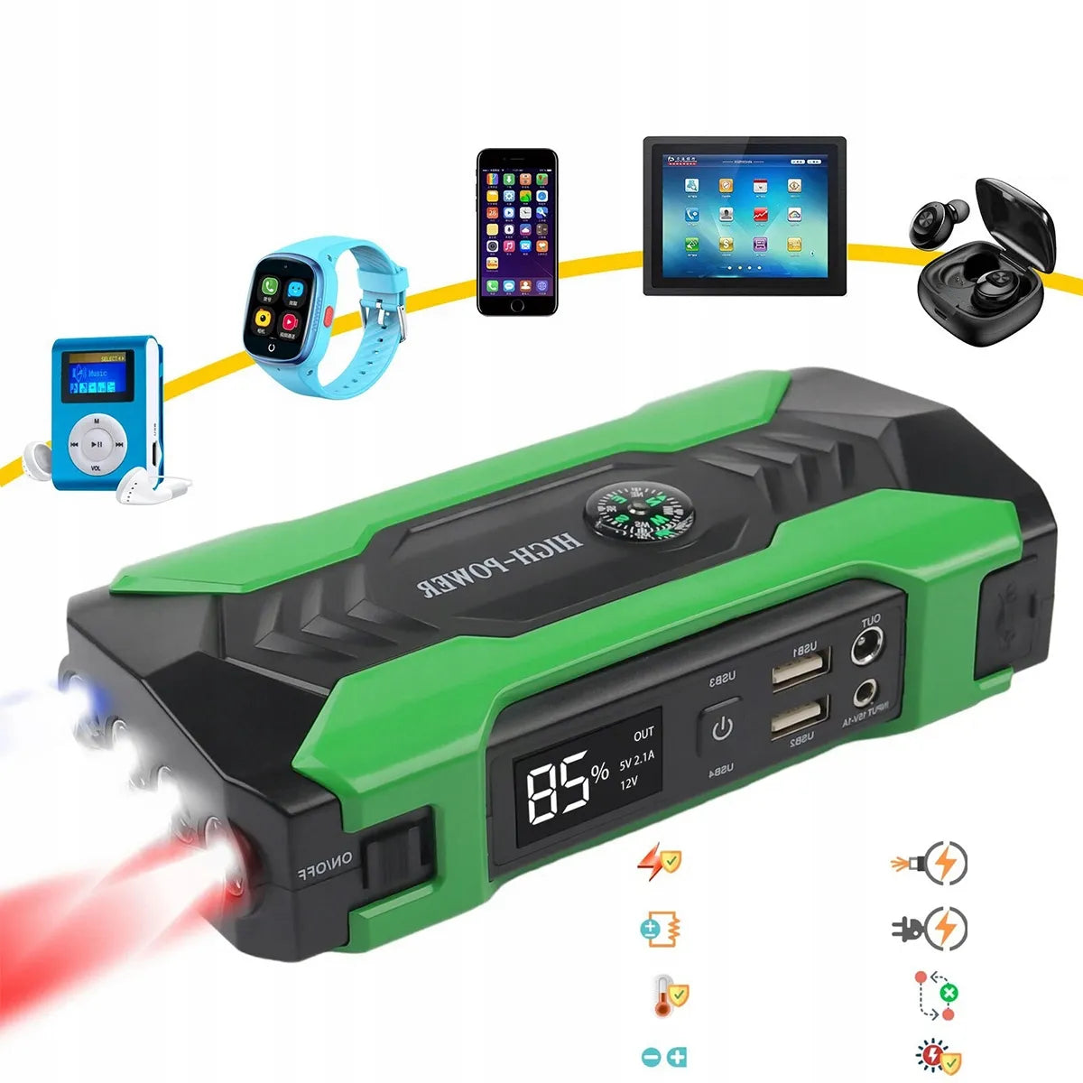 Automobilio avarinio užvedimo įrenginys Booster 99800mAh 12V