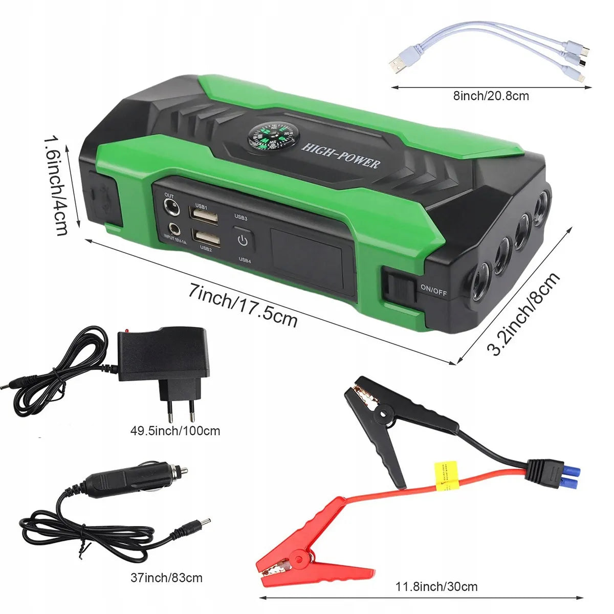 Automobilio avarinio užvedimo įrenginys Booster 99800mAh 12V