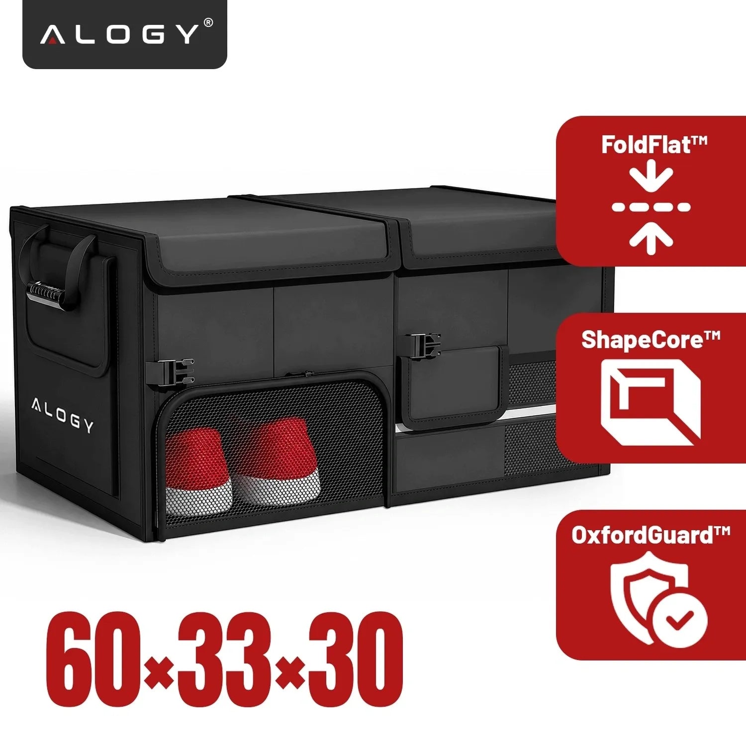 Automobilio bagažinės organizatorius krepšys Alogy 60L sulankstomas