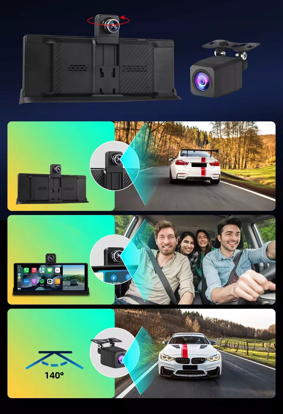 Automobilio multimedijos grotuvas X10 su 10.3 colio ekranu, Apple CarPlay ir Android Auto