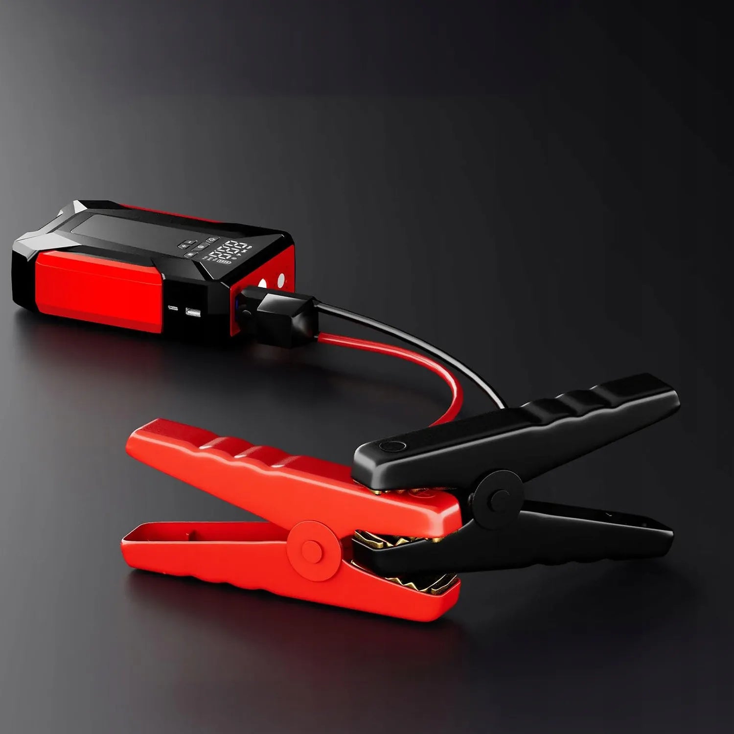 Automobilio paleidimo įrenginys jump starter kompresorius pompa booster powerbank dėklas