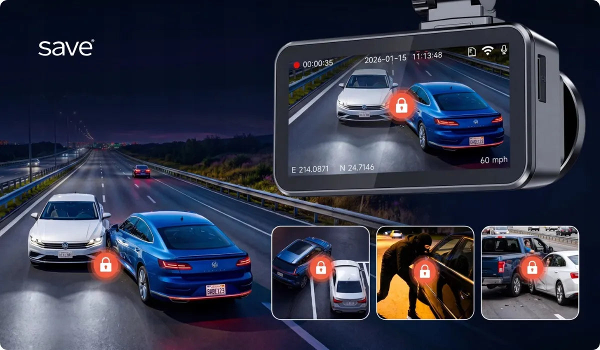 Automobilio vaizdo registratorius Save A4 4K Wi-Fi su galinio vaizdo kamera