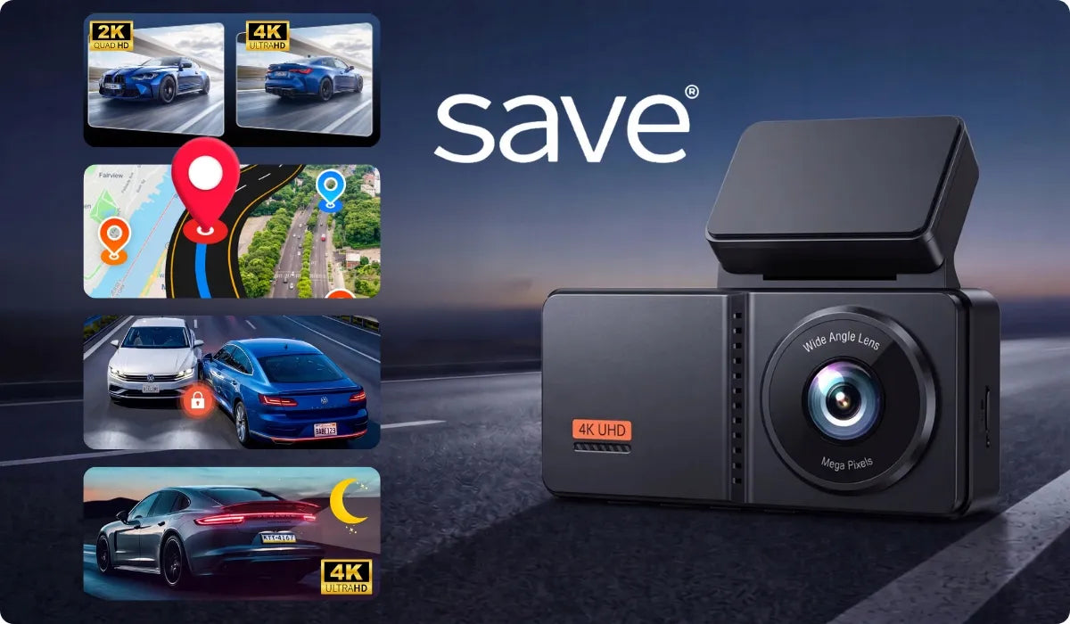 Automobilio vaizdo registratorius Save A4 4K Wi-Fi su galinio vaizdo kamera