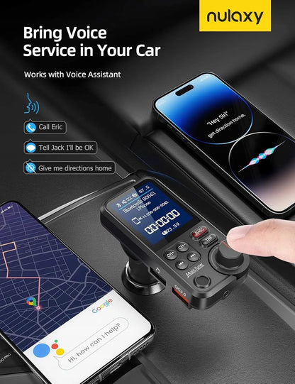 Automobilių BLUETOOTH siųstuvas QC3.0 18W USB su garsiakalbių ir žemų dažnių valdymu