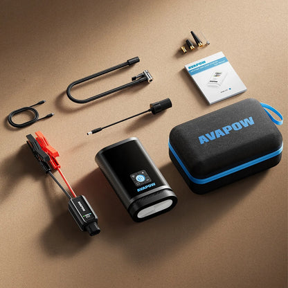 AVAPOW JP3 12V 3000A 59,2Wh 16000mAh automobilinis užvedimo įrenginys su kompresoriumi