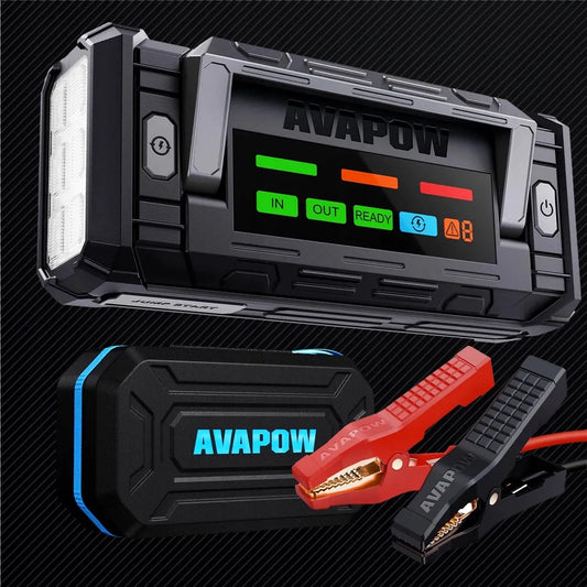 AVAPOW TJ58 12 V paleidimo įrenginys, 8000 A, 74 Wh, išorinė baterija 30 W, LED žibintuvėlis