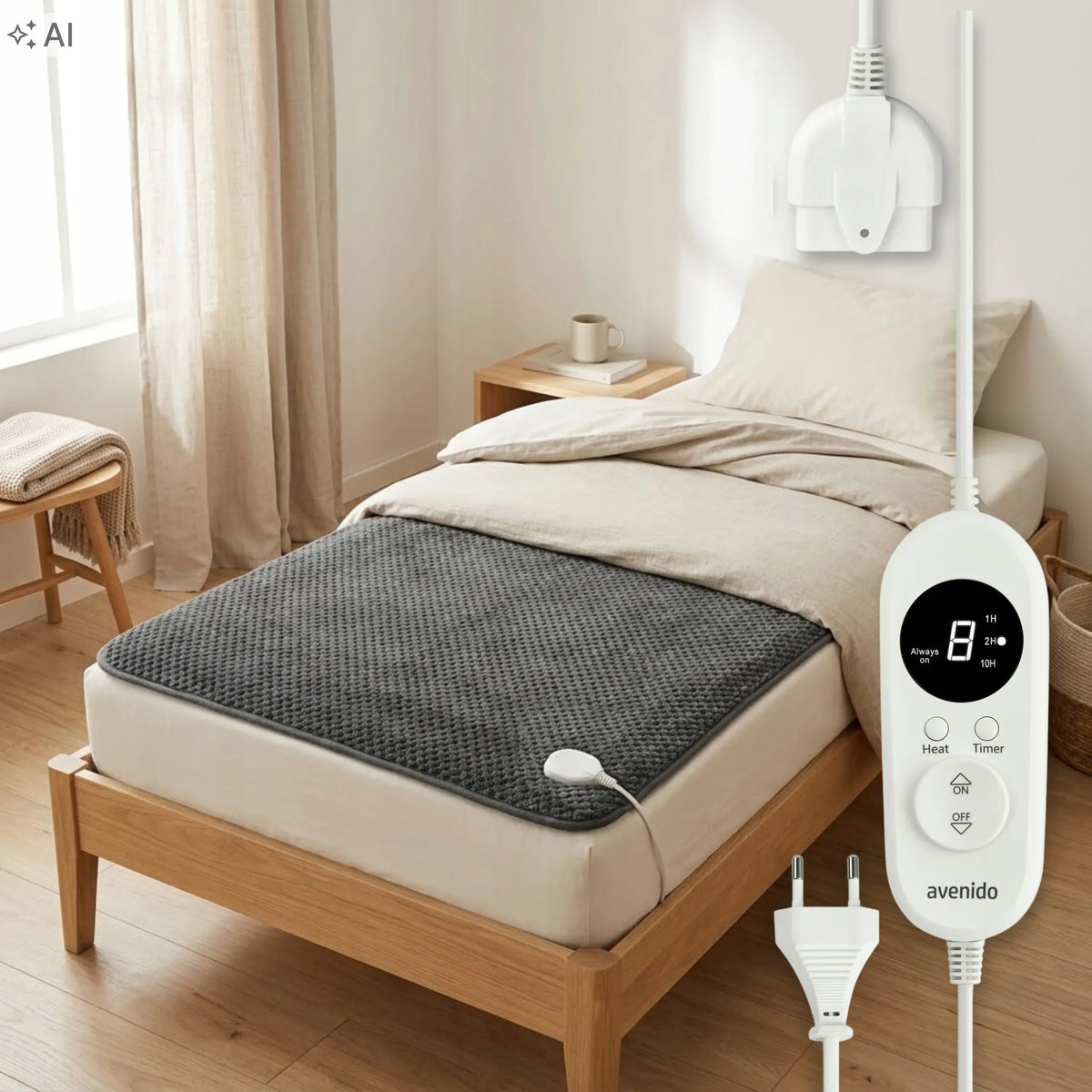 avenido AV 7446 elektrinis šildomasis paklotas, 150 × 100 cm, 8 šildymo lygiai, laikmatis, flisas