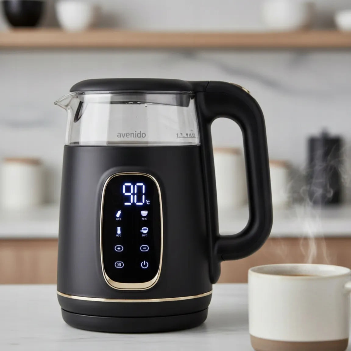 avenido stiklinis elektrinis virdulys su temperatūros reguliavimu 1,7 l