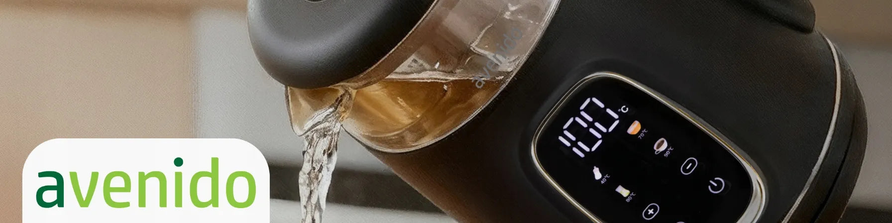 avenido stiklinis elektrinis virdulys su temperatūros reguliavimu 1,7 l