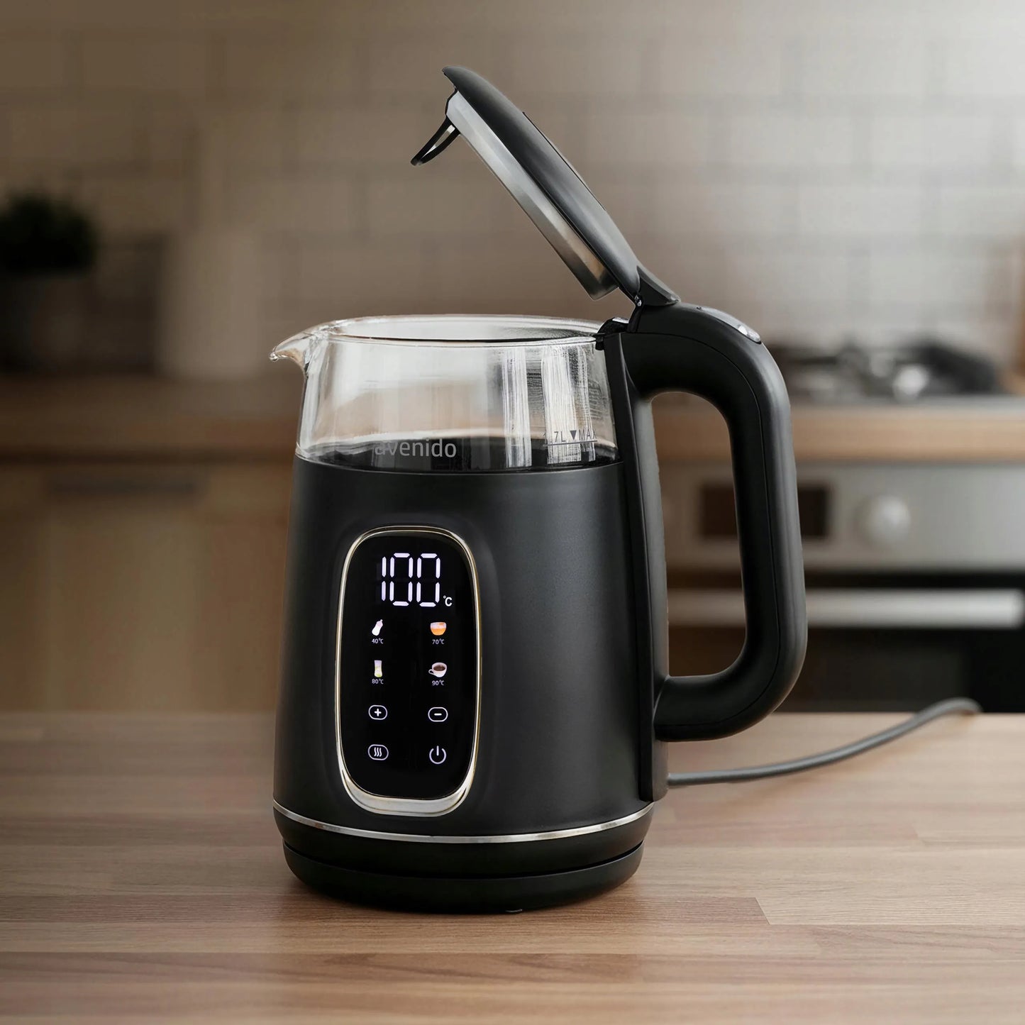 avenido stiklinis elektrinis virdulys su temperatūros reguliavimu 1,7 l
