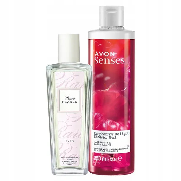 AVON RINKINYS 2 KOSMETIKOS PRIEMONĖS RARE PEARLS KVEPALAI 75 ML + DUŠO ŽELĖ 250 ML