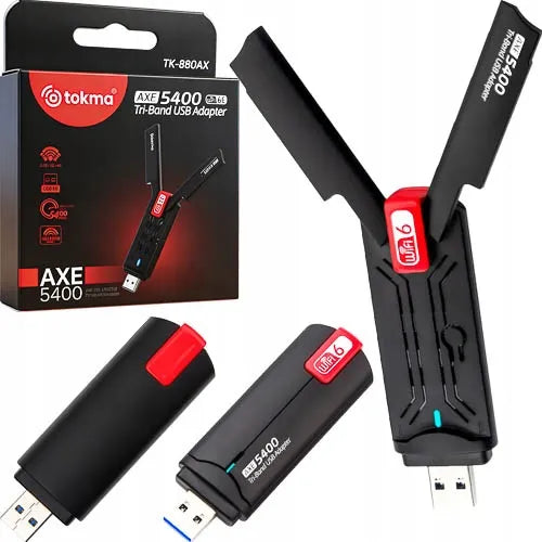AXE5400 GIGABIT ANTENOS TINKLO PLOKŠTĖ ADAPTERIS WiFi6E TRIBAND 5GHz 6GHz WPA3