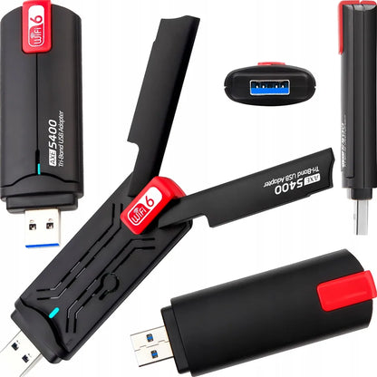 AXE5400 GIGABIT ANTENOS TINKLO PLOKŠTĖ ADAPTERIS WiFi6E TRIBAND 5GHz 6GHz WPA3