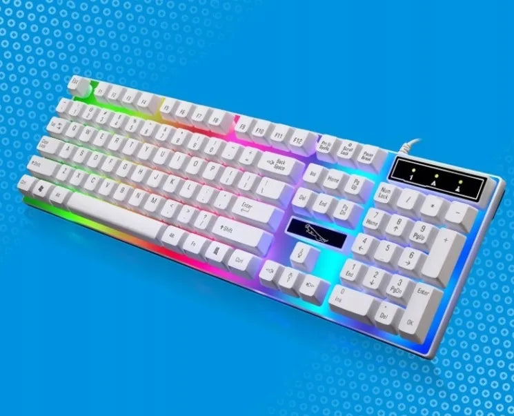 B altas LED apšviečiamos klaviatūros ir pelės rinkinys