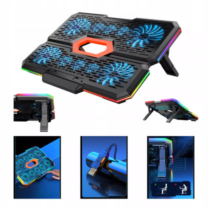 Aušinantis stovas nešiojamam kompiuteriui 12-17' su 10 ventiliatorių