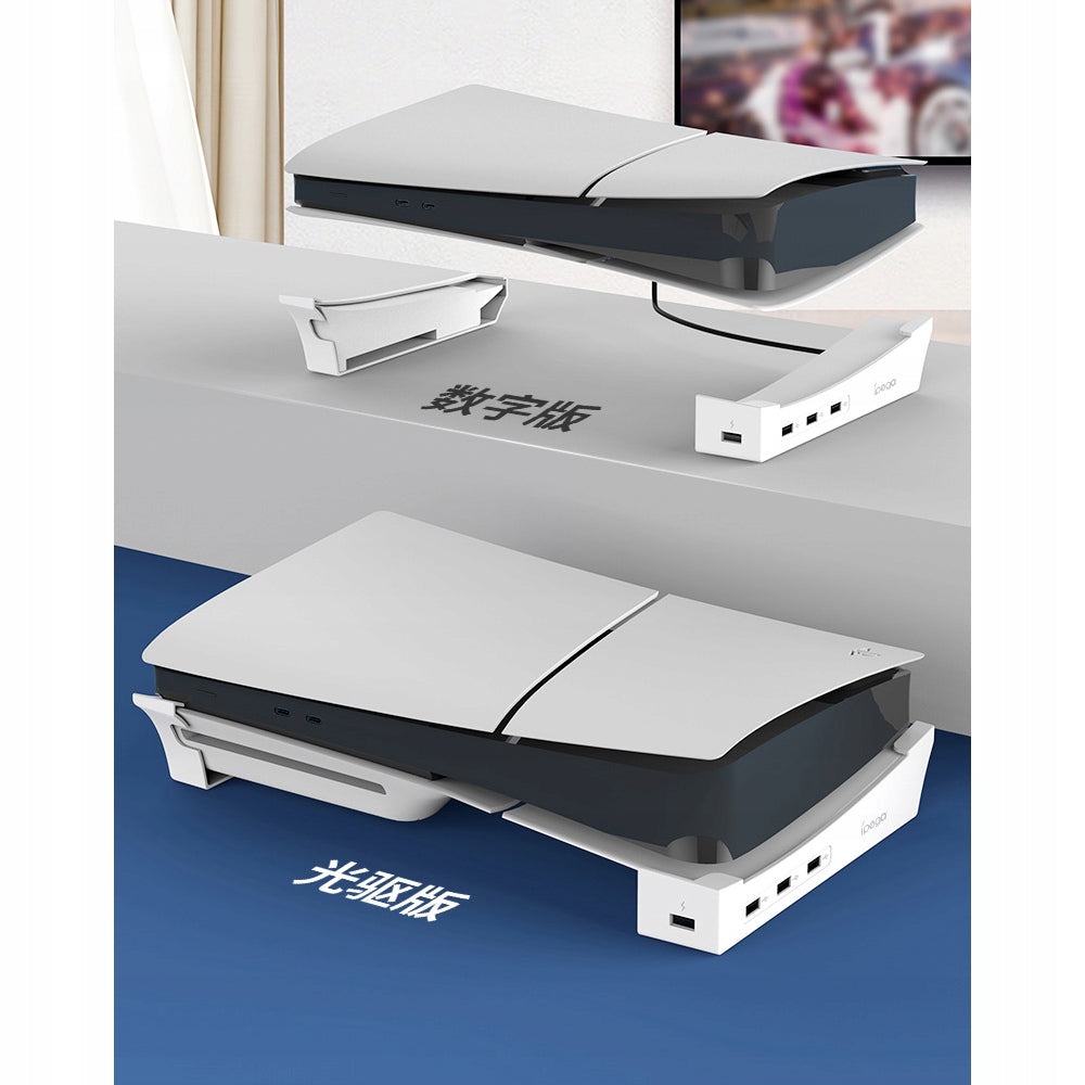 Horizontali stovas iPega PlayStation 5 PS5 Slim Pro+ su 4 papildomais USB