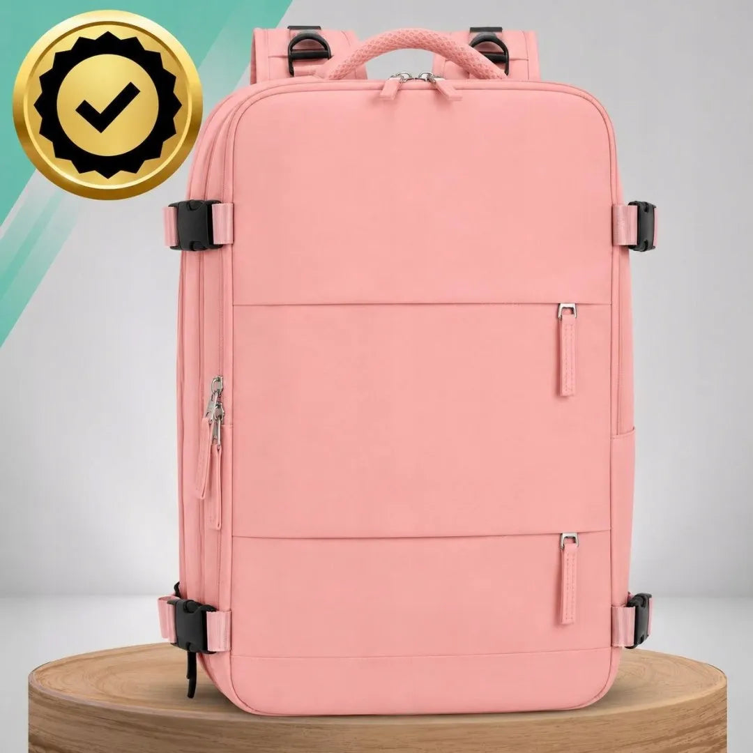 „Bakalu“ kelioninė kuprinė lėktuvui 40 × 30 × 20 cm, rožinė, su USB jungtimi