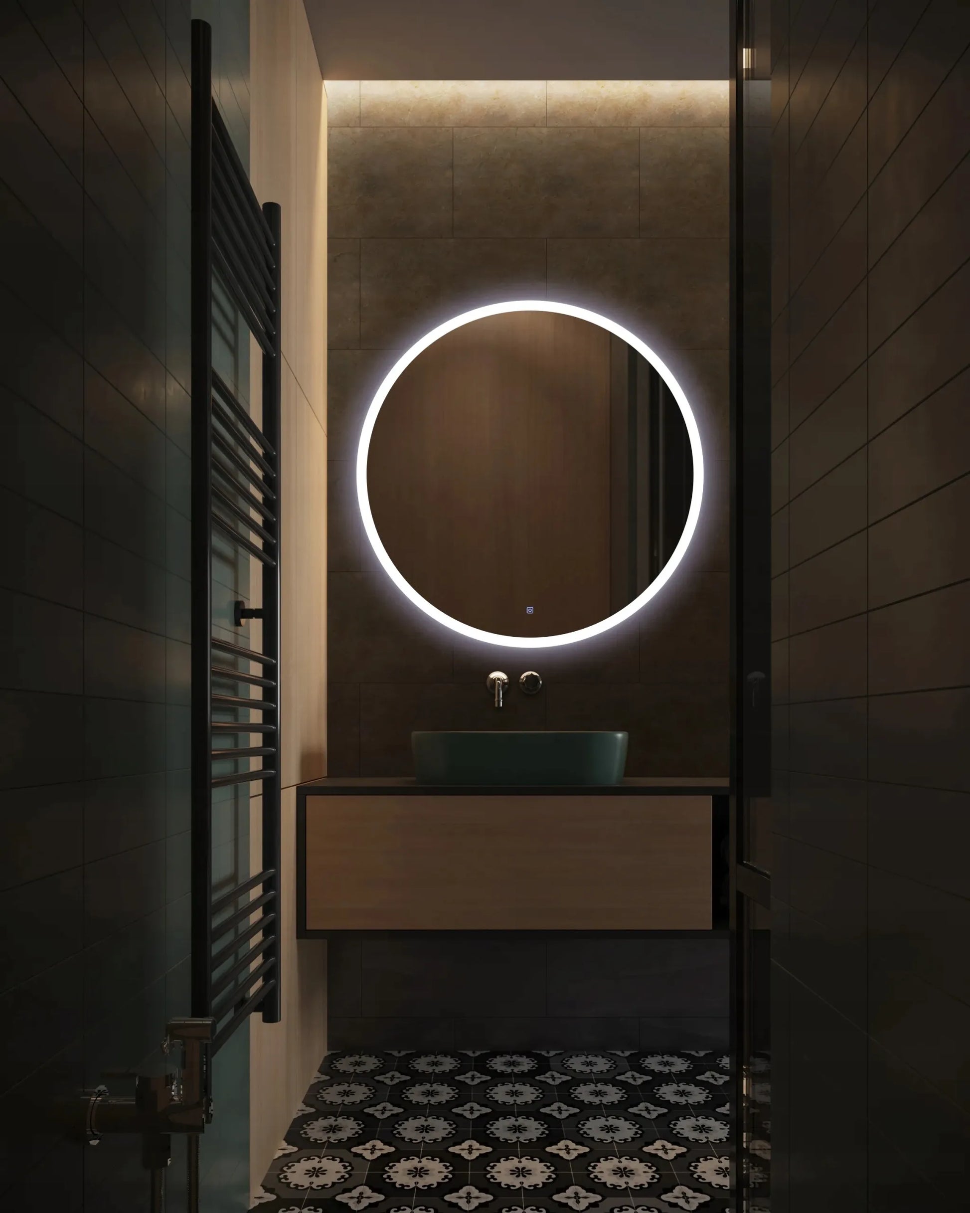 BALNEO LED apšviečiamas veidrodis 60 cm vonios kambariui, sieninis, apvalus, MOON