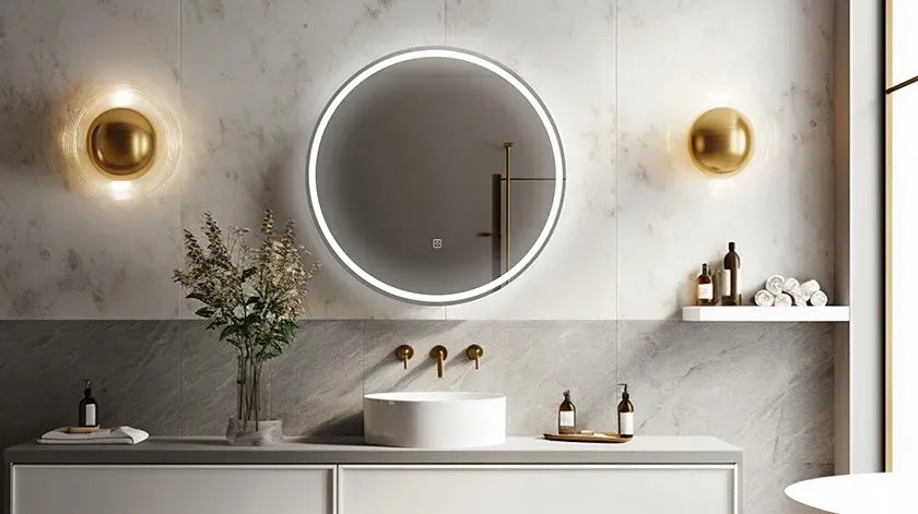 BALNEO LED apšviestas veidrodis 70 cm vonios sieninis apvalus SUN