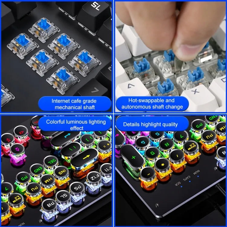 Balta mechaninė žaidimų klaviatūra „Yindiao CLASSIC“, RGB LED, „Outemu Blue“ jungikliai