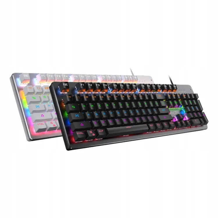 Balta mechaninė žaidimų klaviatūra „Yindiao CLASSIC“, RGB LED, „Outemu Blue“ jungikliai
