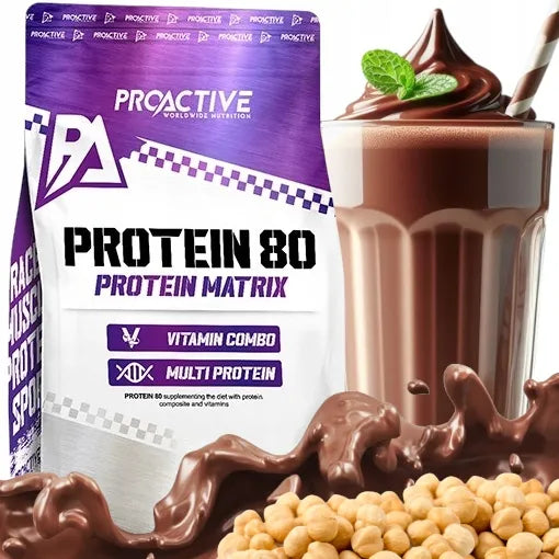 Baltymų milteliai „ProActive Protein 80“, šokolado ir riešutų skonio, 700 g