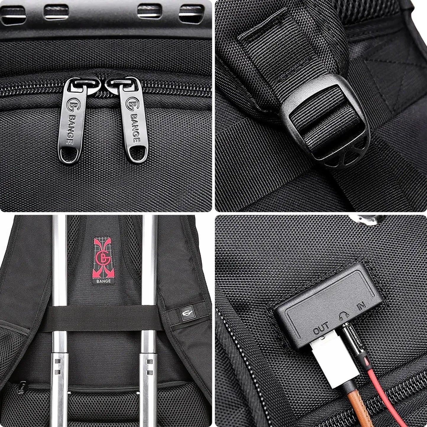 Bange turistinė mokyklinė kuprinė kelioninė kuprinė į lėktuvą nešiojamam kompiuteriui 15 colių su USB