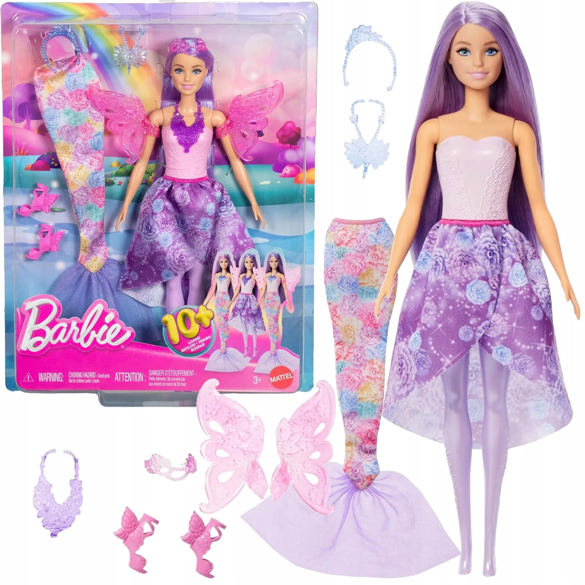 Barbie Dreamtopia lėlės rinkinys 3 viename: fėja, undinė ir princesė su aksesuarais