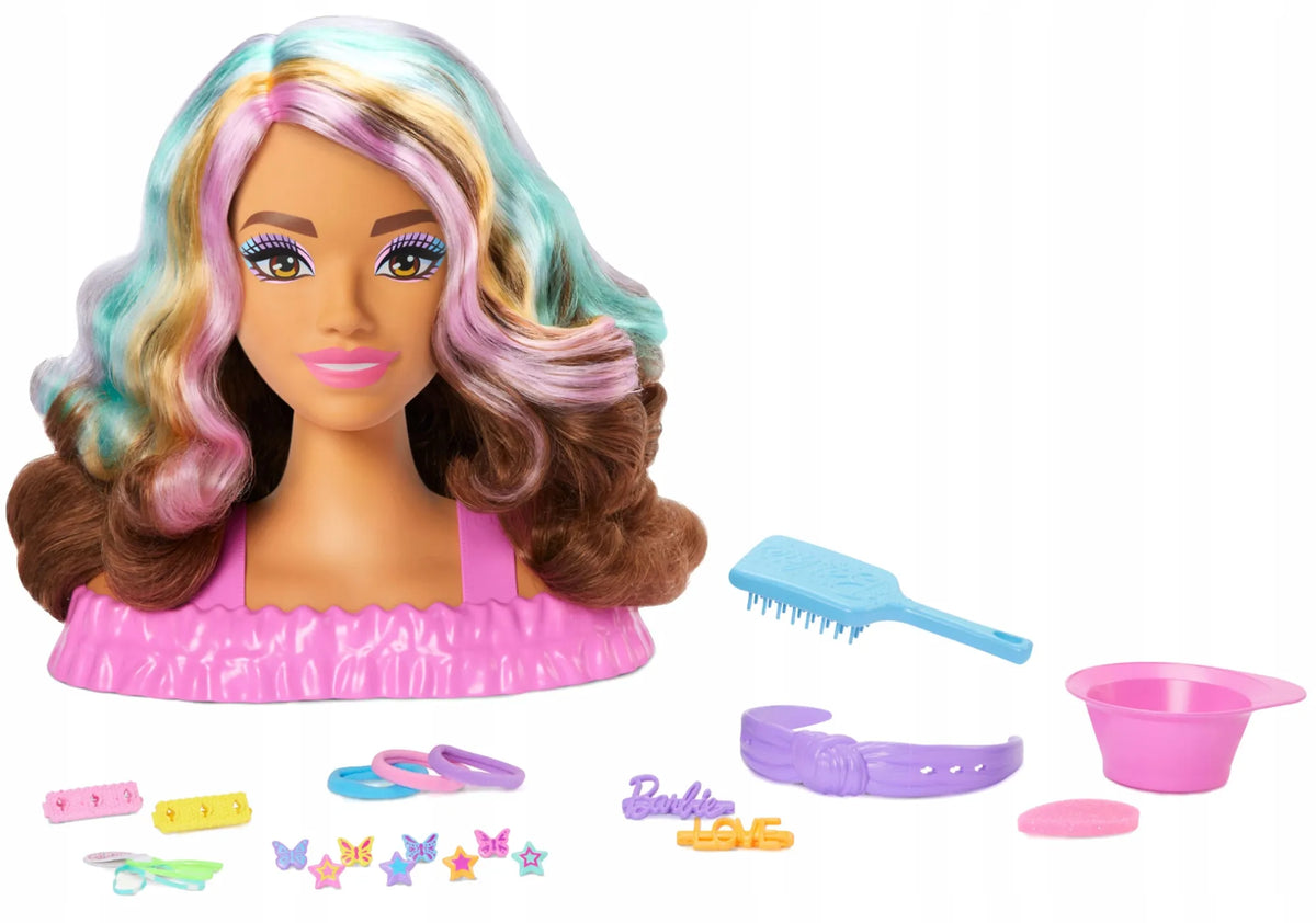 „Barbie“ šukuosenų kūrimo galva rudais plaukais, „Color Reveal“