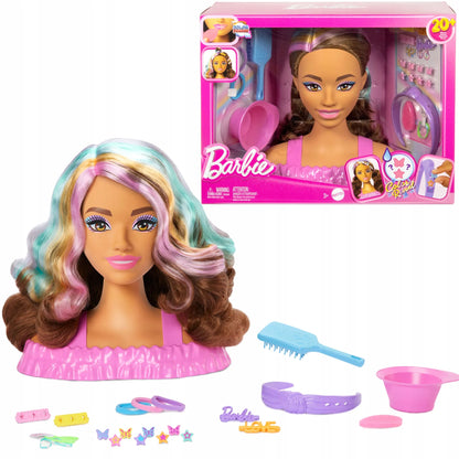 „Barbie“ šukuosenų kūrimo galva rudais plaukais, „Color Reveal“
