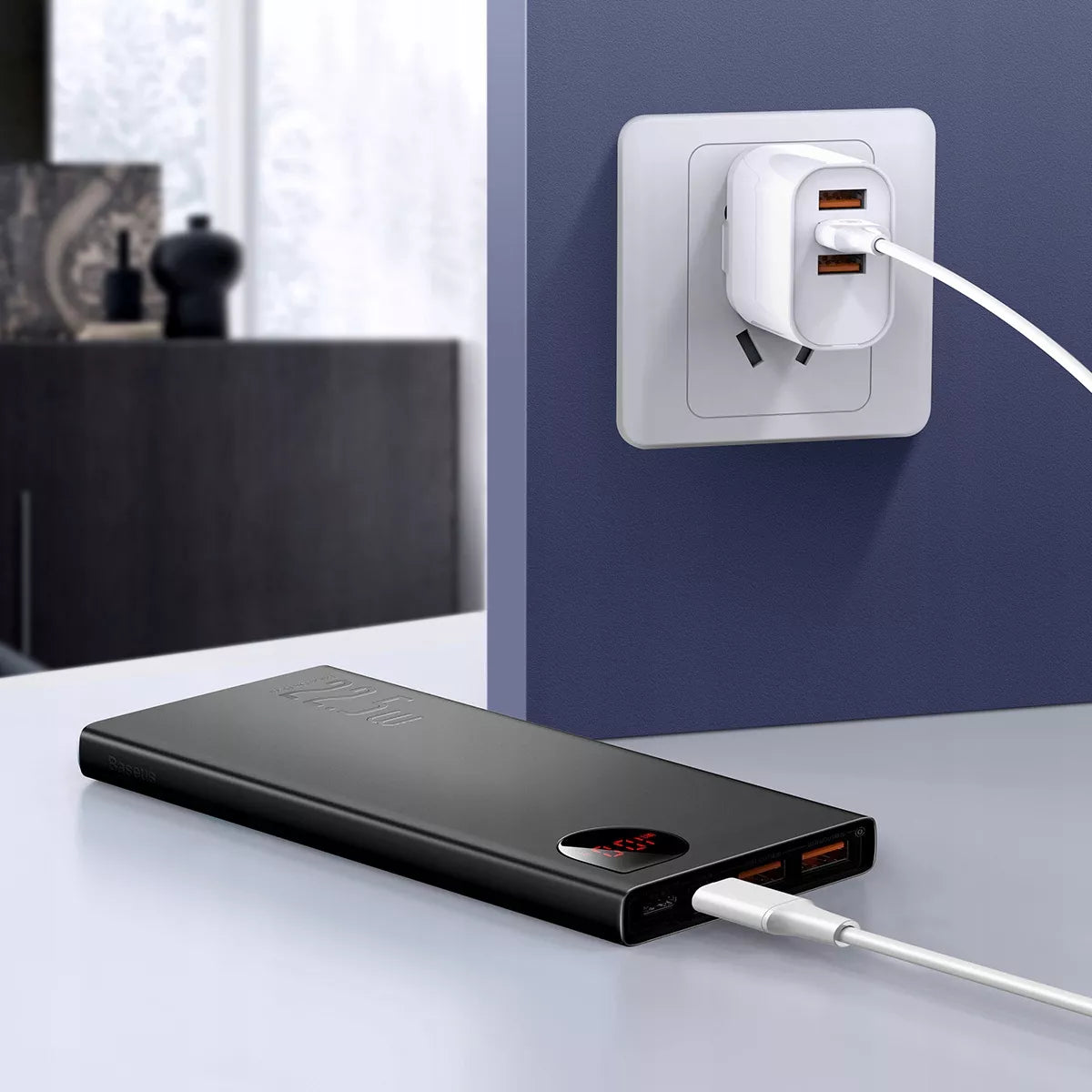 Baseus 10000mAh 22.5W nešiojamas įkroviklis (powerbank) – greitas įkrovimas, USB, USB-C, Lightning, Micro