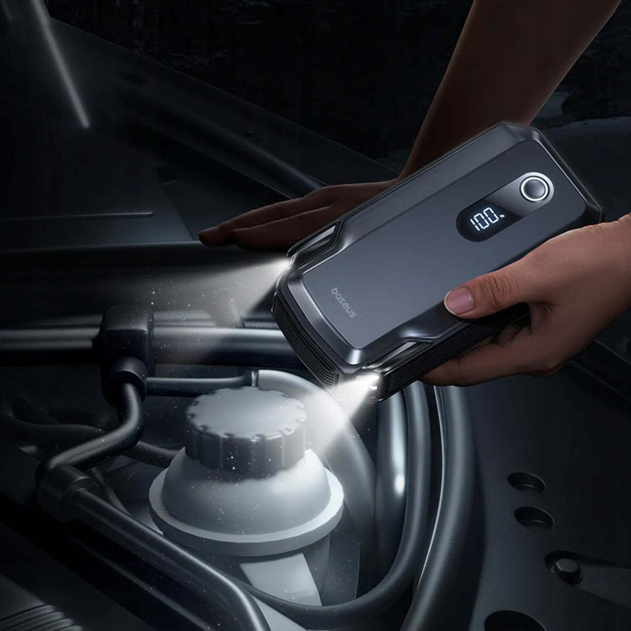 BASEUS automobilinis paleidiklis, 20000 mAh 12V 8000A, gnybtai, žibintuvėlis