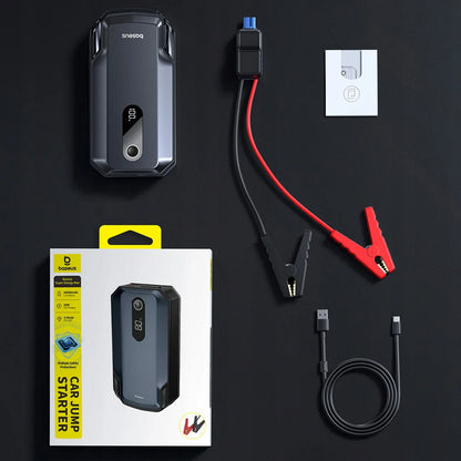 BASEUS automobilinis paleidiklis, 20000 mAh 12V 8000A, gnybtai, žibintuvėlis